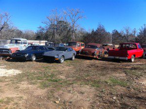 Cars in yard at Full Custom Fabrication