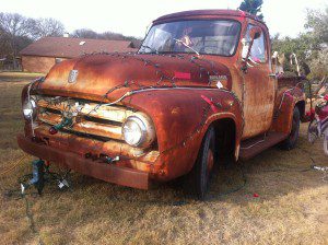 Christmas Lights on Early 50s Ford Pickup in Austin