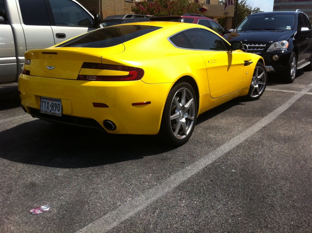 Yellow Aston Martin in Austin TX