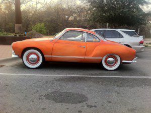 karmann ghia side at park in austin