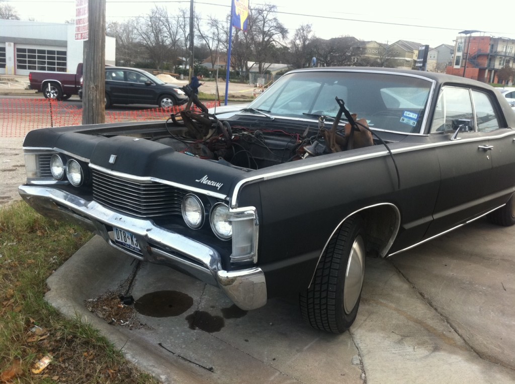 Mercury Sedan on S. Lamar, Austin TX Missing Hood