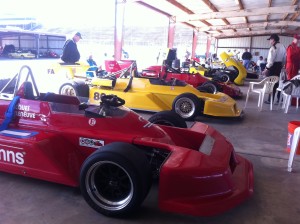 Vintage race Cars in Pit Area