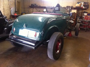 1932 Ford Hot Rod Rear view at Dave's Perfection Auto in Austin TX