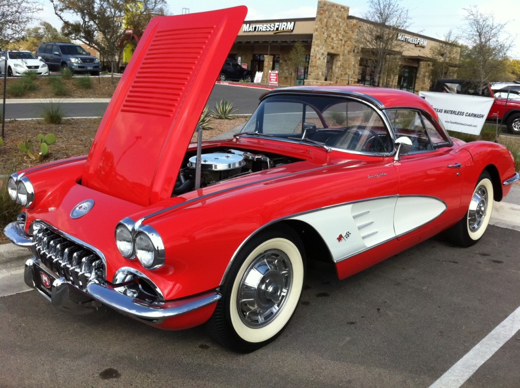 Red and White Corvette in Austin