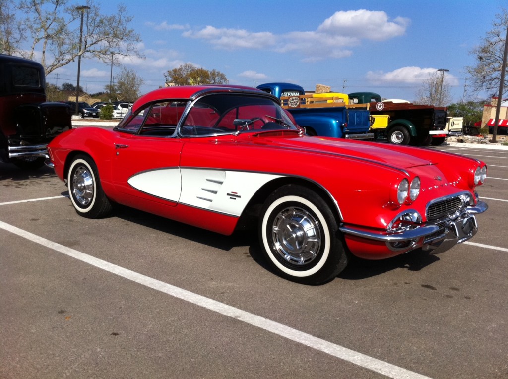 Red and White Corvette in Austin Texas