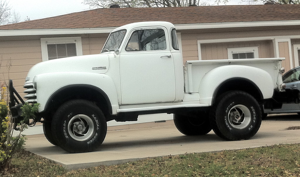 Tall White Chevy Truck