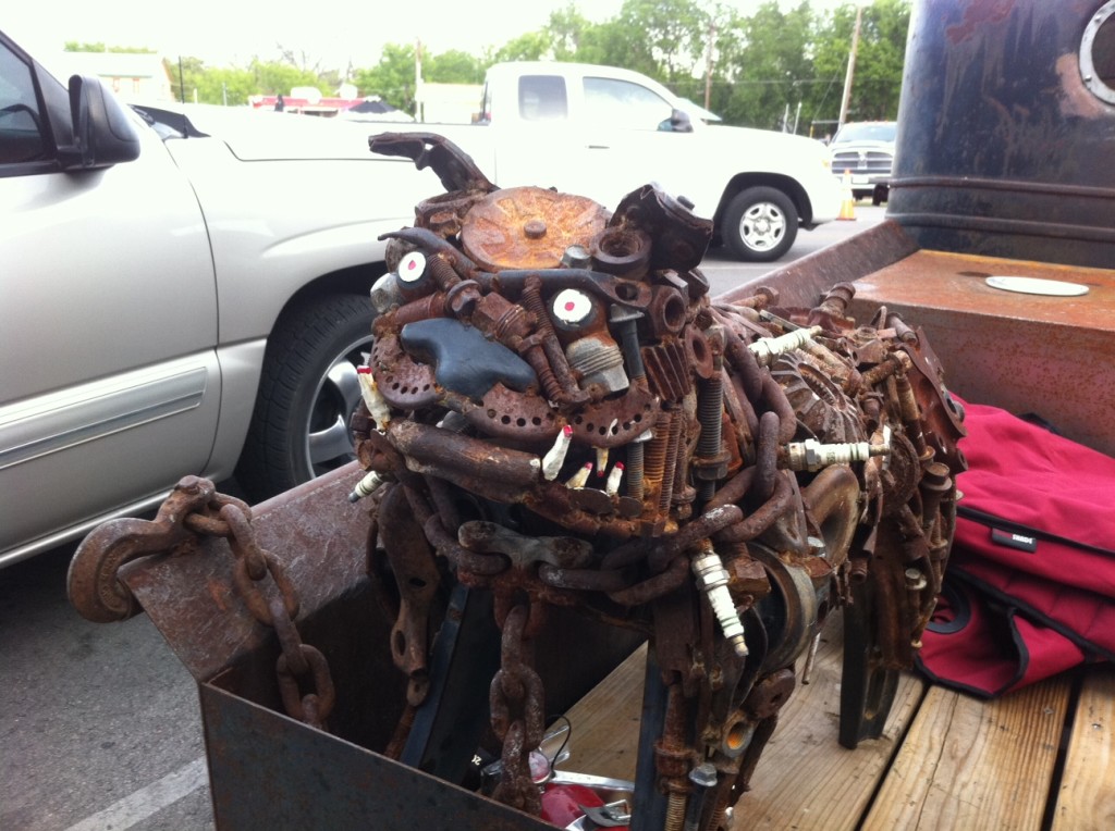 Cummins Diesel Powered Rat Rod With Mascot At Lonestar Round Up Atx