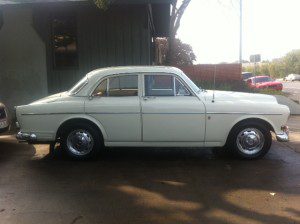 White Volvo in Austin TX, side view