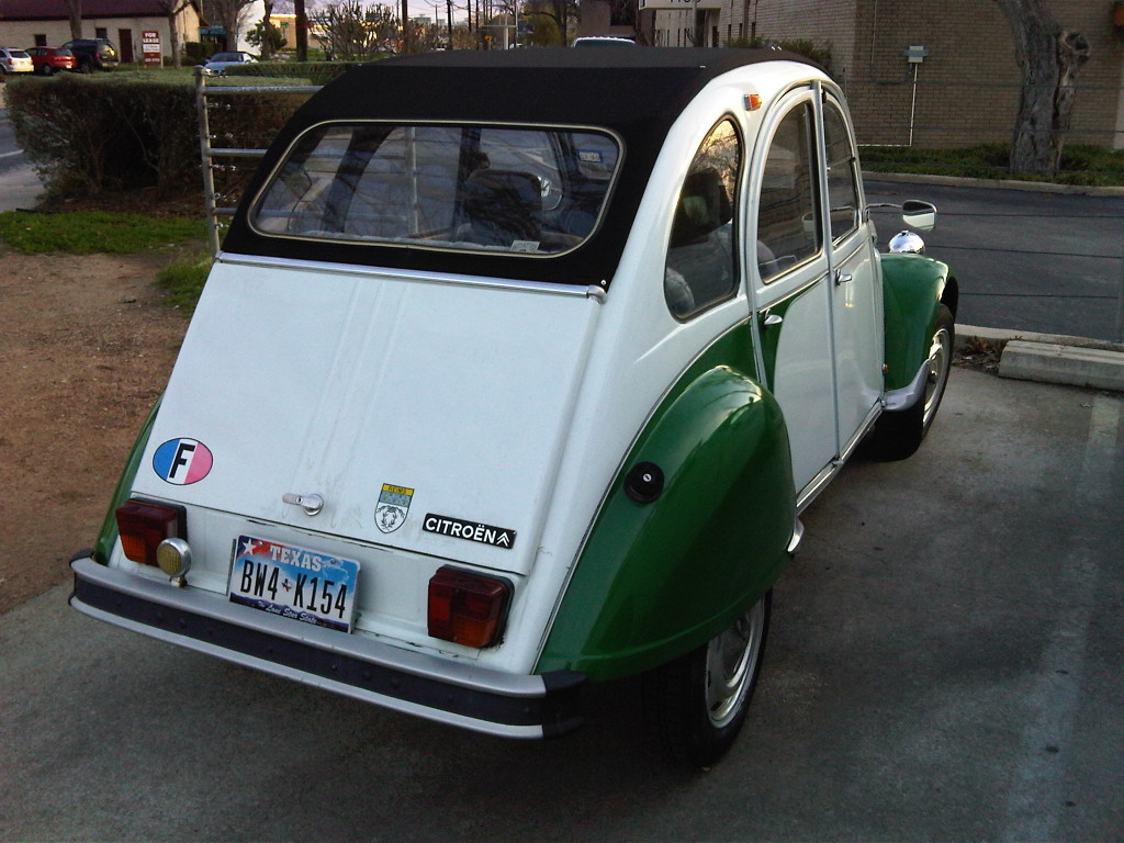 White and Green Citroen 2CV in Austin TX