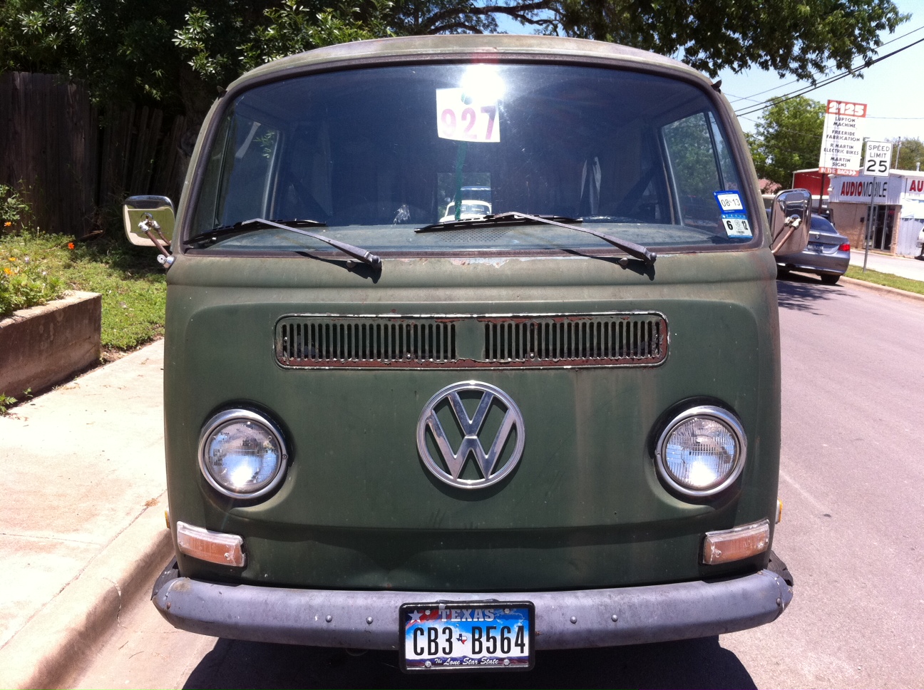 Green VW Bus on Austin TX