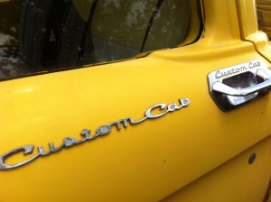 Yellow F100 Ford Pickup on East Austin TX detail