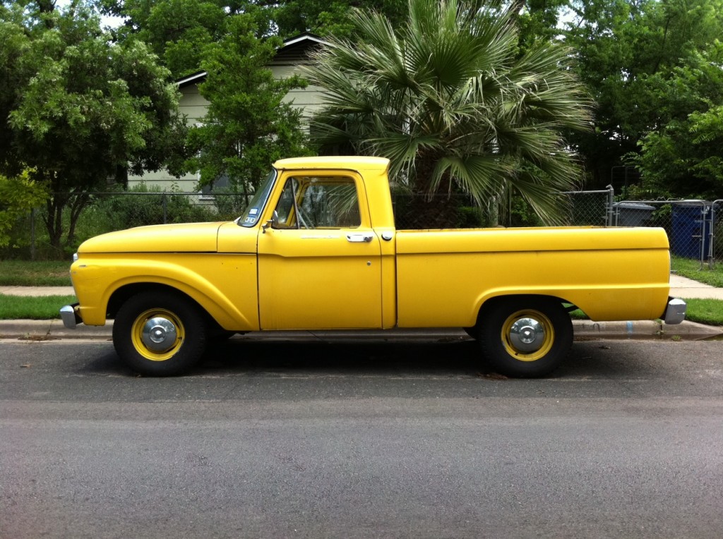 Yellow Ford Pickup in Eastd Austin Yellow F100