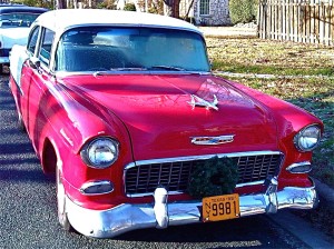 1955 Chevrolet Two Door Sedan red over white in Austin