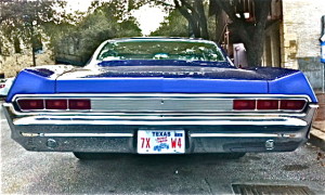 Custom Pontiac on 6th St, Austin TX, rear view