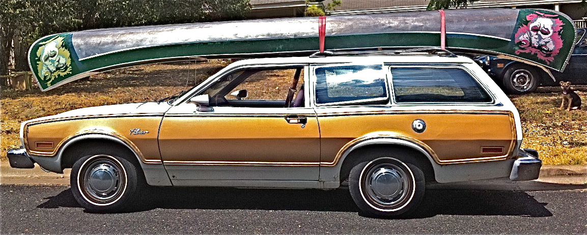 Pinto Wagon with Canoe side view