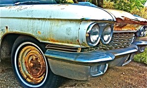 Rusted 1960 Cadillac Sedan in S. Austin Front Detail 2