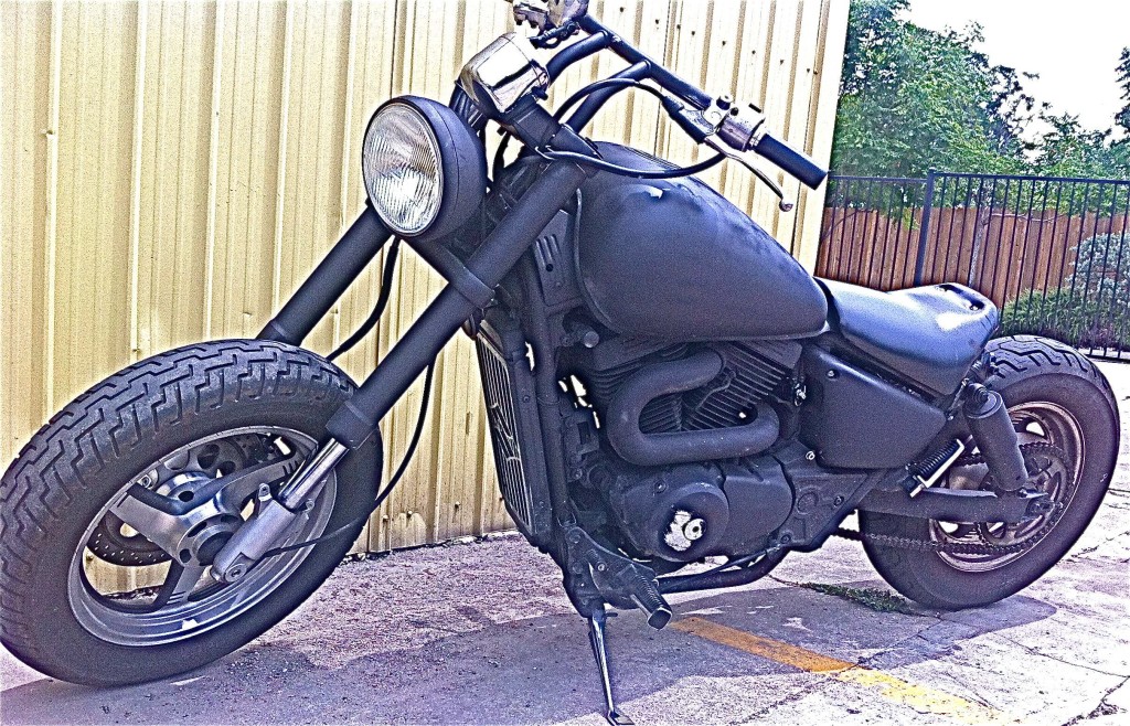 Sinister Black Motorcycle at Bakery on Hancock Drive, Austin