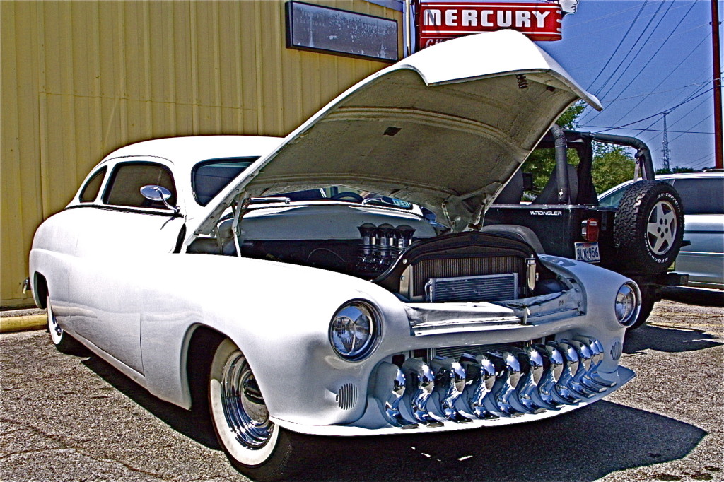 1949 White Mercury Custom at Mercury Charlie front