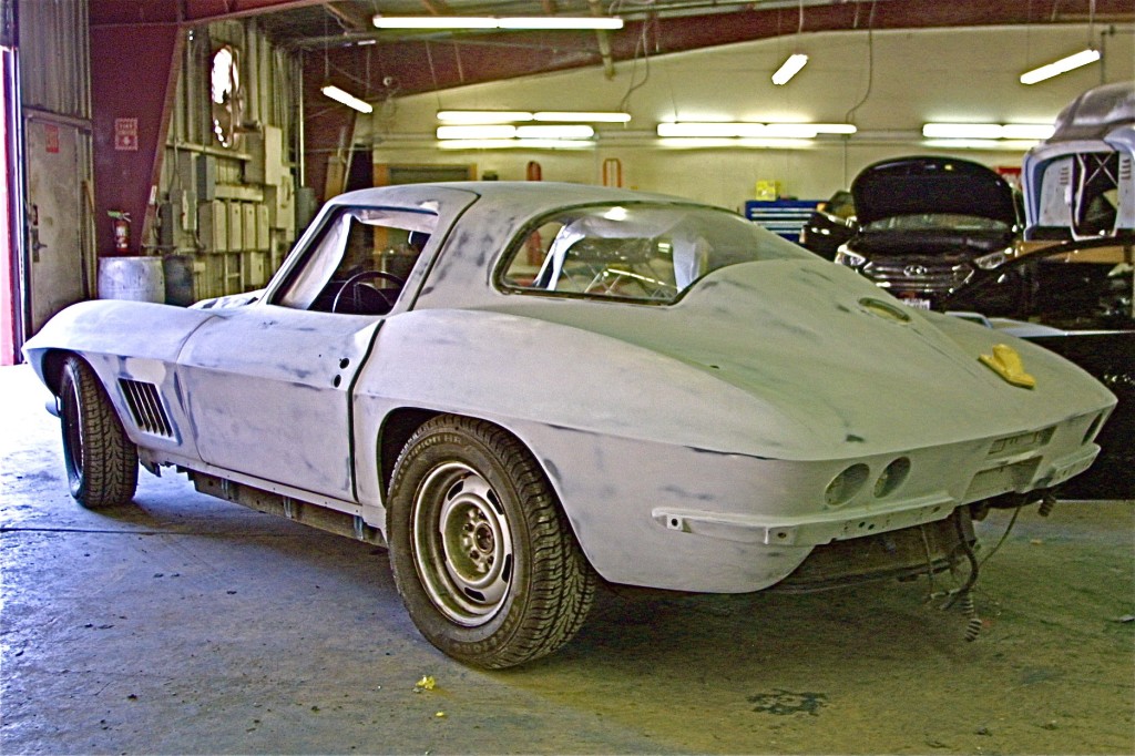 C2 Corvette ready for paint at Custom Car Crafters