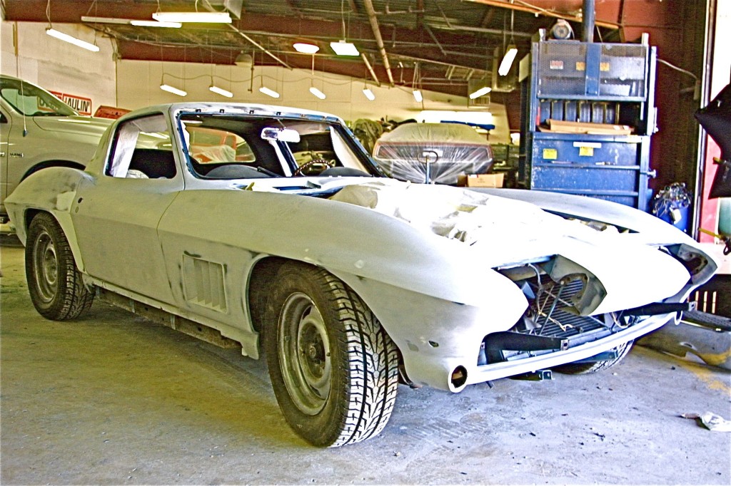 C2 Corvette ready for paint at Custom Car Crafters 2