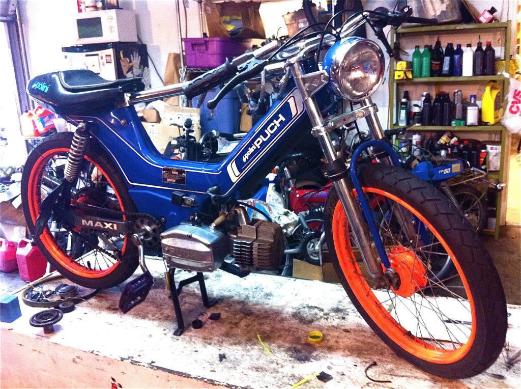 Modified Puch moped at Austin Mopeds