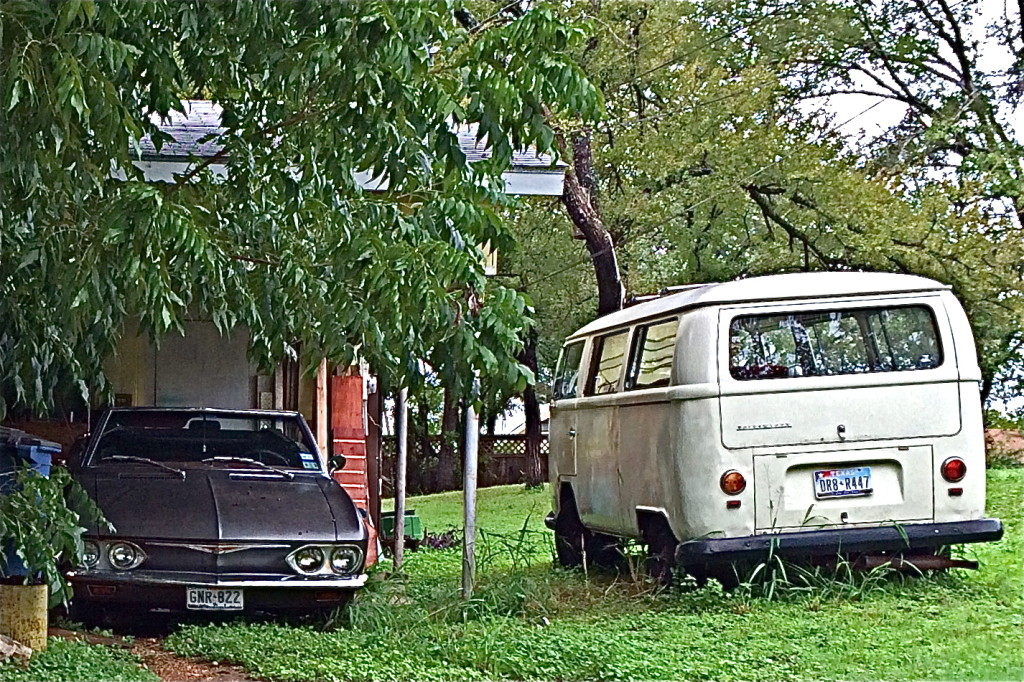 Corvair and VW Bus in E Austin TX