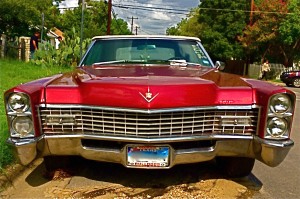 Red 1967 Cadillac Convertible in Zilker front