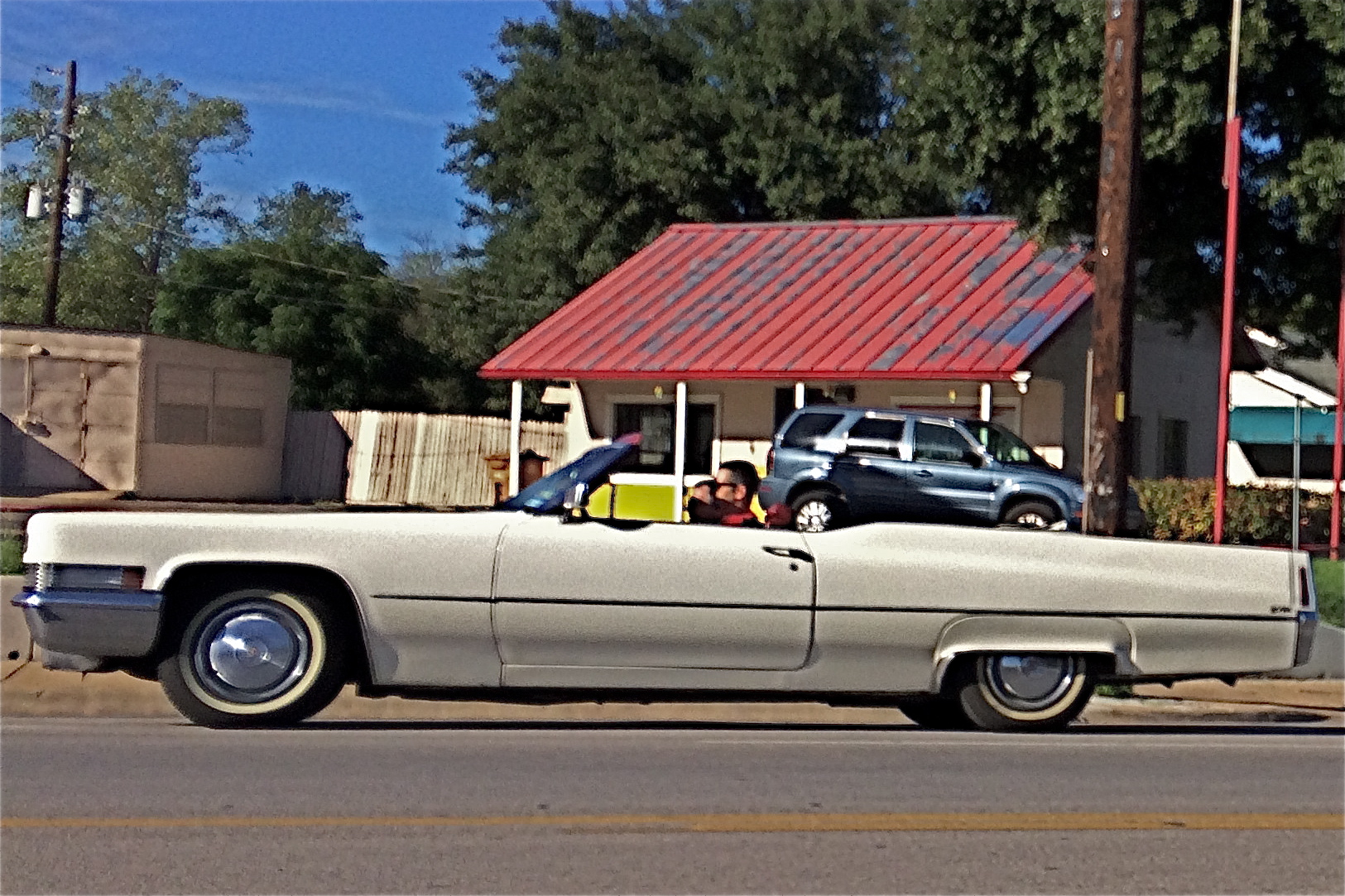 White 1970 Cadillac on Lamar