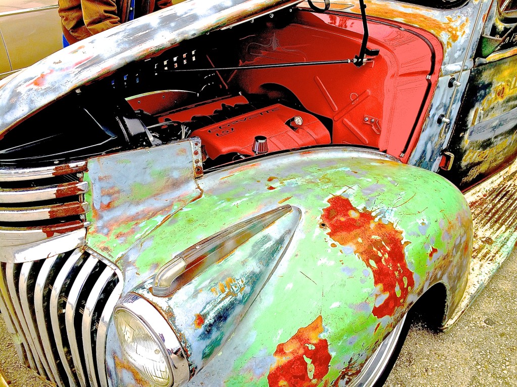 Early 40s Chevrolet Custom Pickup at Lonestar Round Up engine