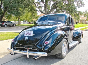 1940 Ford Custom at Bastrop TX Car Show rear