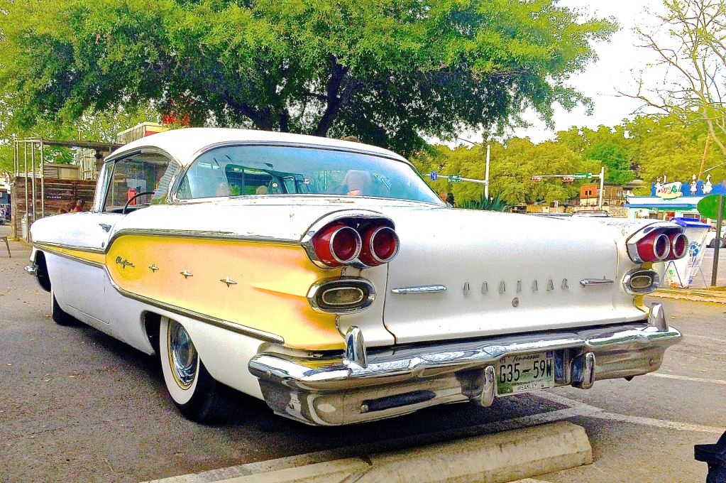 1958 Pontiac Chieftain Coupe on S. Congress rear view