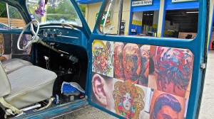 Rooster's Volkswagen custom in Austin TX door liner