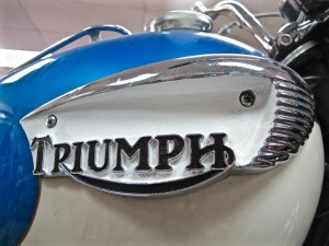 Classic Triumph Motorcycle at Austin Moto Classics tank
