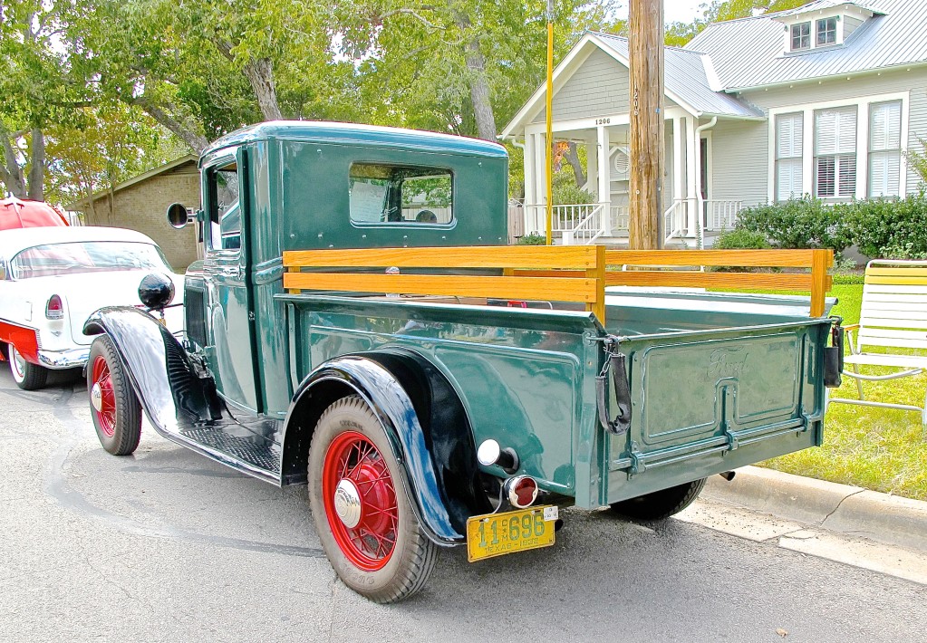 1932 Ford Pickup at Bastrop TX car show rear view