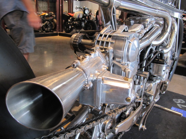 Supercharged 1965 Harley XLCH at Homebuilt Motorcyle Show in Austin TX detail