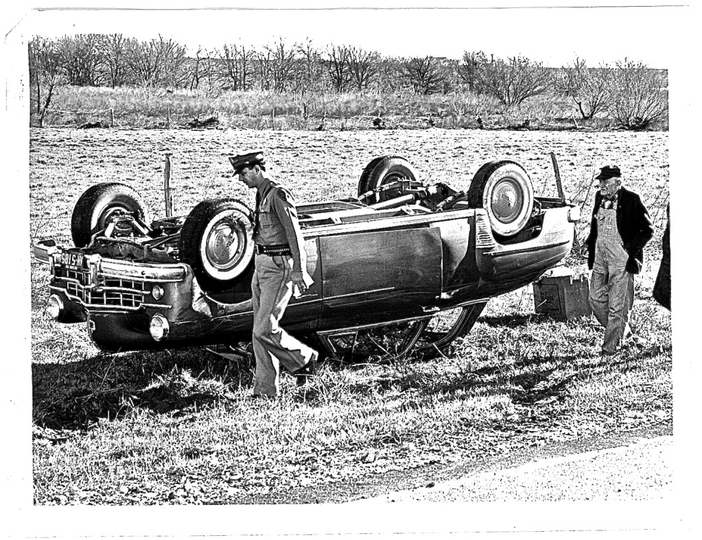 old austin texas car upside down accident Taylor 1958