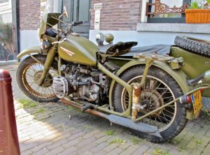 Vintage Chinese Military Motorcycle and sidecar in Amsterdam, Netherlands 1
