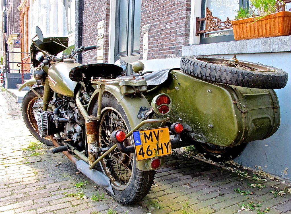 Vintage Chinese Military Motorcycle and sidecar in Amsterdam, Netherlands 3