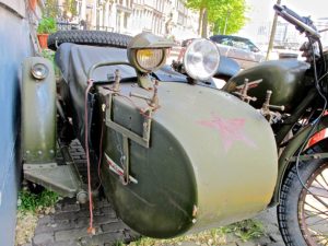 Vintage Chinese Military Motorcycle and sidecar in Amsterdam, Netherlands