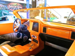 Orange Custom Chevy Truck in Austin TX interior