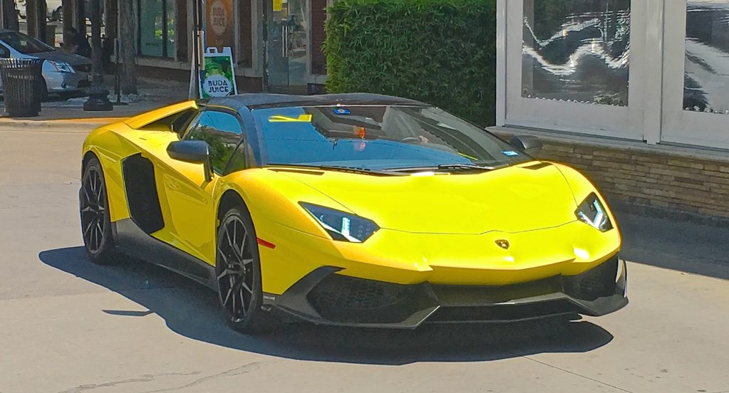 Yellow Lamborghini Aventador in Dallas TX atxcarpics.com
